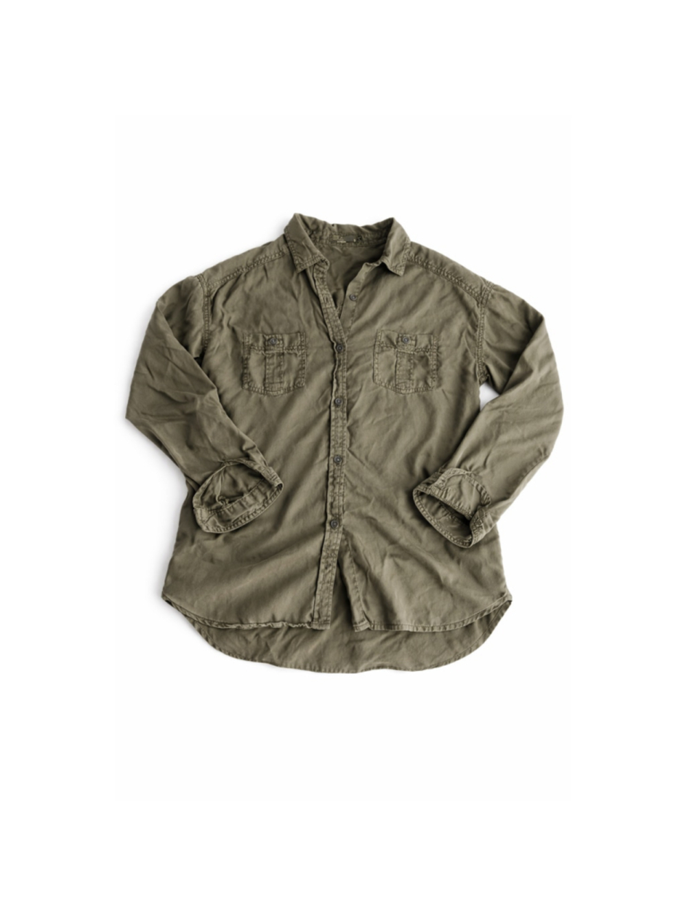 prAna women's long sleeve utility shirt in military green Sz S normcore workwear